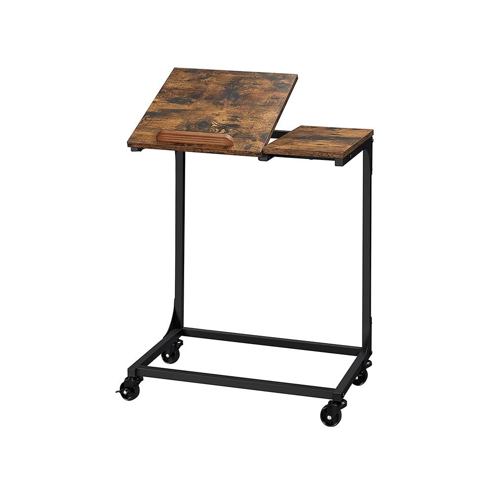 Vasagle Βοηθητικό Ρυθμιζόμενο Τραπέζι με Ρόδες και Ξύλινη Επιφάνεια - 55 x 35 x 66 cm - Rustic Brown / Black - LET352B01