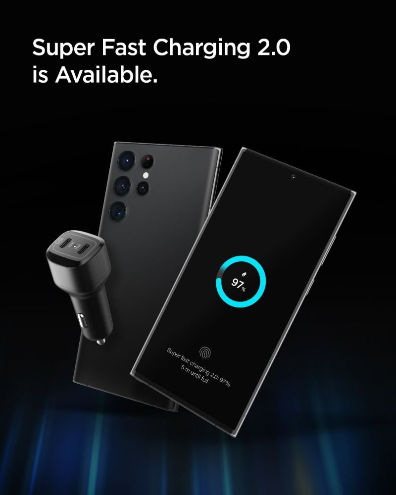 Spigen PC2200 Arcstation Φορτιστής Αυτοκινήτου Γρήγορης Φόρτισης με 2 Θύρες Type - C 45W και 30W QC - Black