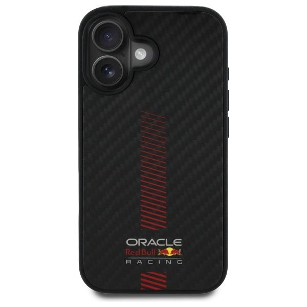 Red Bull iPhone 16 - Carbon Fiber Power Bar - MagSafe Σκληρή Θήκη με Πλαίσιο Σιλικόνης - Black - RBHMP16S24CFGSMK