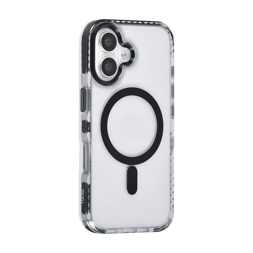 Tuniq iPhone 16 - MagSafe Σκληρή Θήκη με Πλαίσιο Σιλικόνης και Λουράκι - Διάφανη / Black