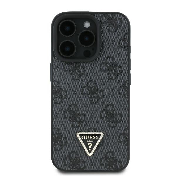 Guess iPhone 16 Pro Max - Leather Metal Logo Strass Crossbody - Θήκη με Επένδυση Συνθετικού Δέρματος και Λουράκι - Black - GUHCP16XP4TDSCPK