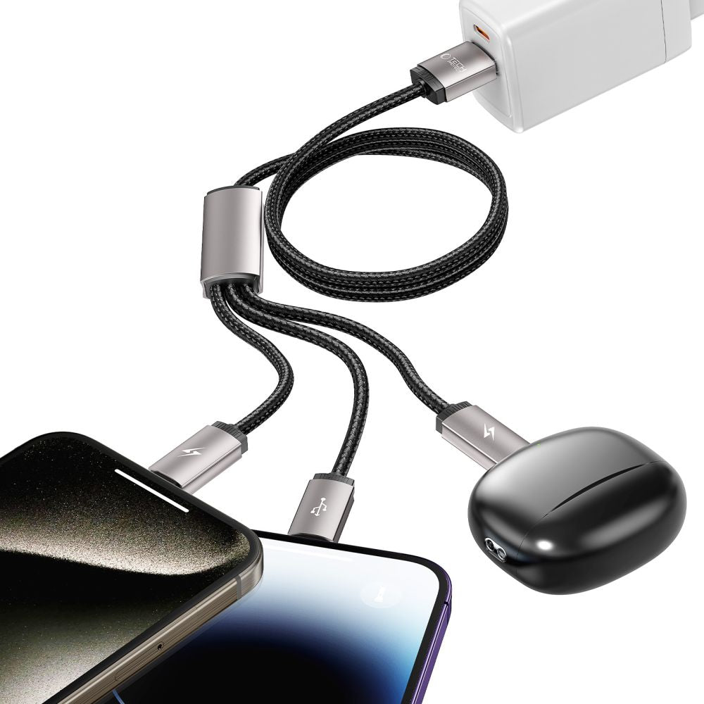Tech - Protect UltraBoost 3in1 Καλώδιο Δεδομένων και Φόρτισης USB to Lightning / Type - C / Micro USB 3.5A - 1m - Grey