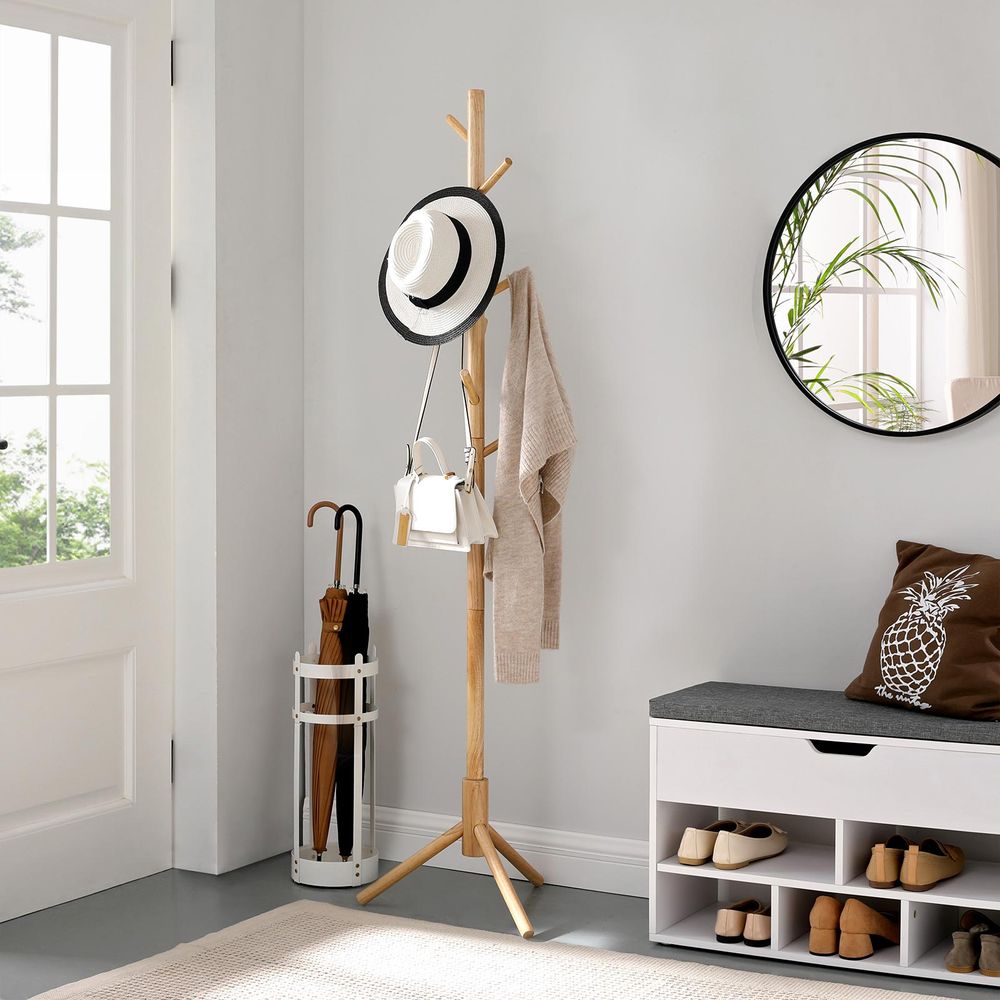 Vasagle Επιδαπέδια Ξύλινη Κρεμάστρα με Ρυθμιζόμενο Ύψος - Natural - RCR004N01