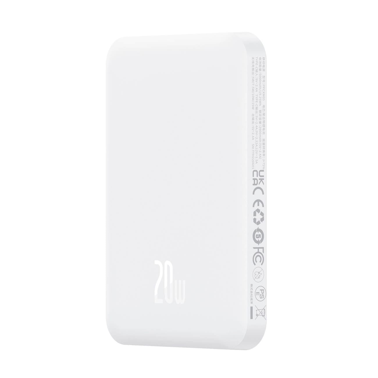 Baseus Magnetic Mini Ασύρματο MagSafe PowerBank 5000mAh 20W με Καλώδιο Type - C to Type - C - White - P10022107223 - 00