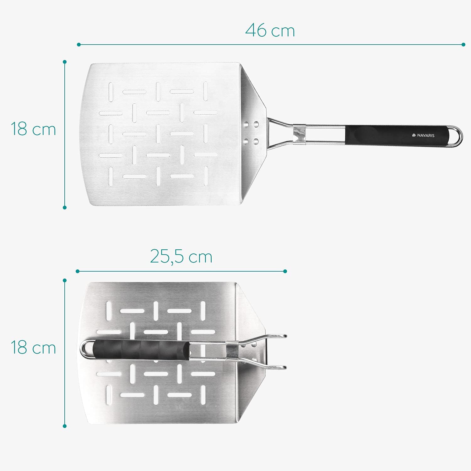 Navaris Αναδιπλούμενο Φτυάρι Πίτσας από Ανοξείδωτο Ατσάλι - Silver - 44175