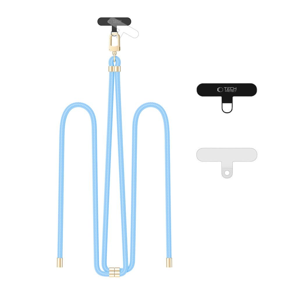 Tech - Protect C7S Rope CrossBody Strap - Universal Λουράκι για Θήκη Κινητού - Baby Blue / Gold