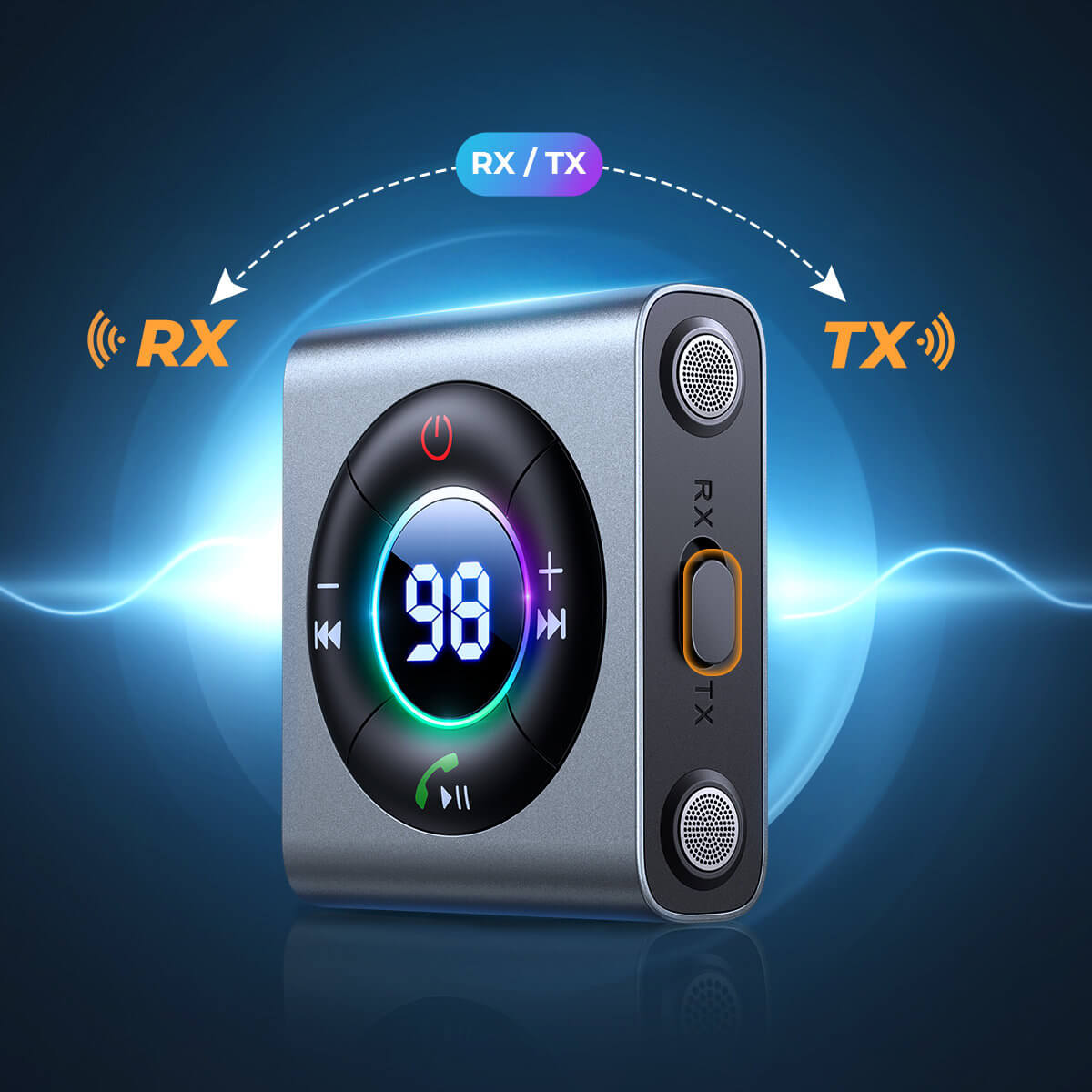 Joyroom JR - CB2 Bluetooth 5.3 AUX Transmitter για Αναπαραγωγή Μουσικής / Κλήσεις στο Αυτοκίνητο - Grey