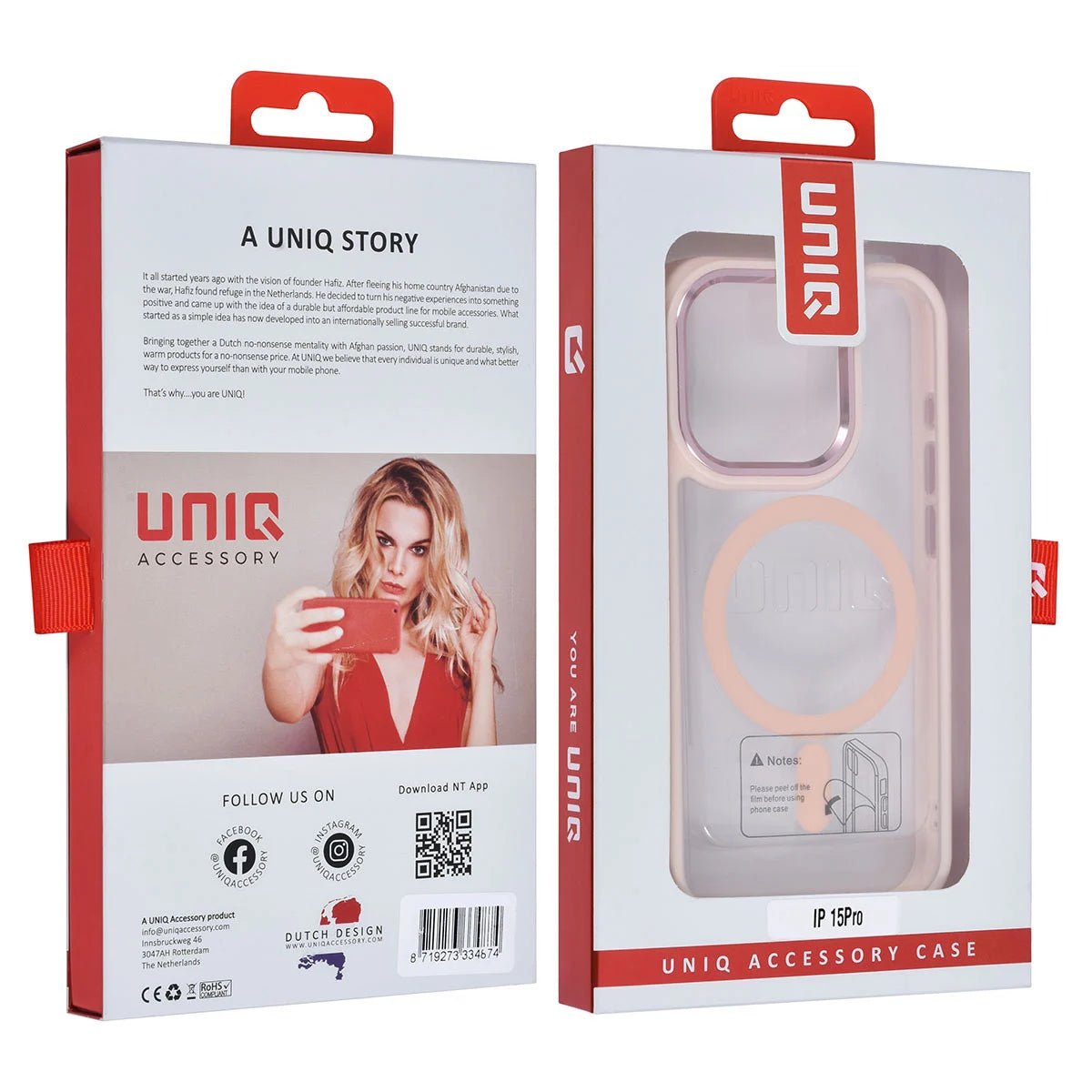 Tuniq iPhone 15 Pro - MagSafe - Σκληρή Θήκη με Πλαίσιο Σιλικόνης - Ροζ / Διάφανη
