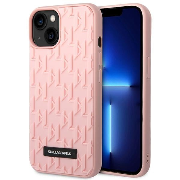Karl Lagerfeld iPhone 14 Plus - 3D Monogram Σκληρή Θήκη με Πλαίσιο Σιλικόνης - Pink - KLHCP14MRUPKLPP