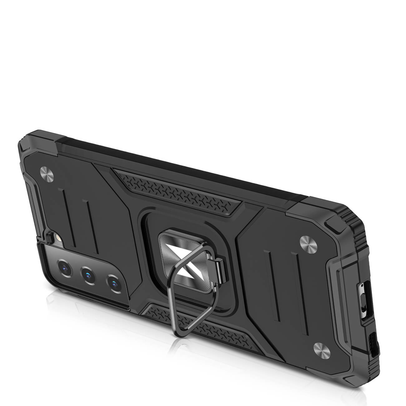 Wozinsky Samsung Galaxy S22 Ring Armor Σκληρή Θήκη με Πλαίσιο Σιλικόνης και Δαχτυλίδι Συγκράτησης - Black