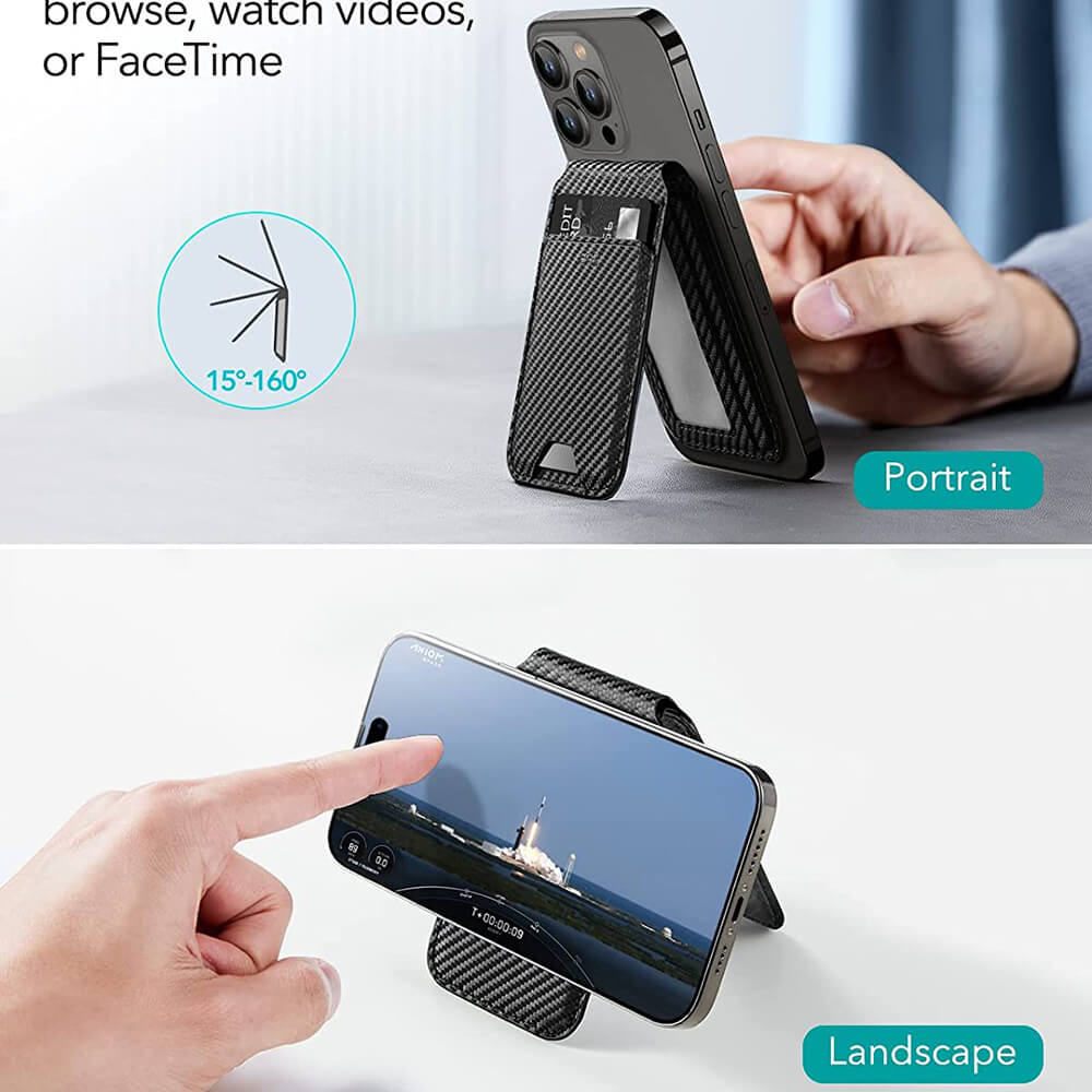 ESR HaloLock MagSafe Μαγνητική Θήκη για Κάρτες και Stand Κινητού από Συνθετικό Δέρμα - Carbon Fiber