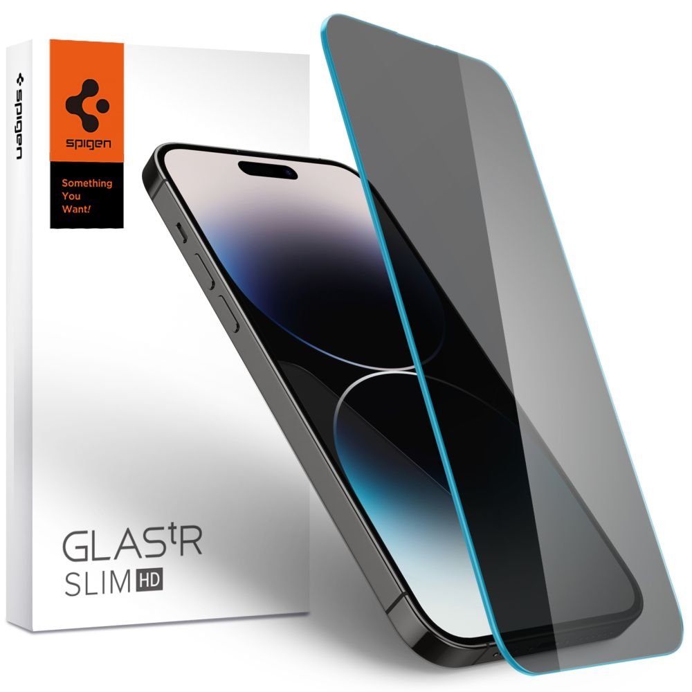 Spigen iPhone 14 Pro Max GLAS.tR Slim Privacy HD 2.5D Αντιχαρακτικό Γυαλί Οθόνης 9H - Clear / Black - AGL05211