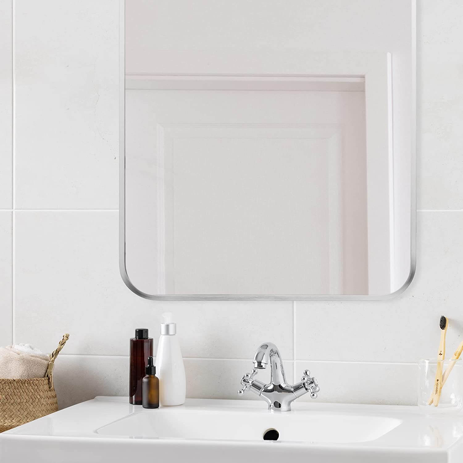 Navaris Τοξοτός Καθρέπτης Τοίχου - 45 x 80 cm - Silver - 55894.35