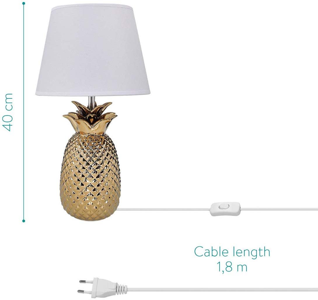 Navaris Table Lamp Επιτραπέζιο Φωτιστικό Design Pineapple - 40cm - Gold / White - 49151.66.02