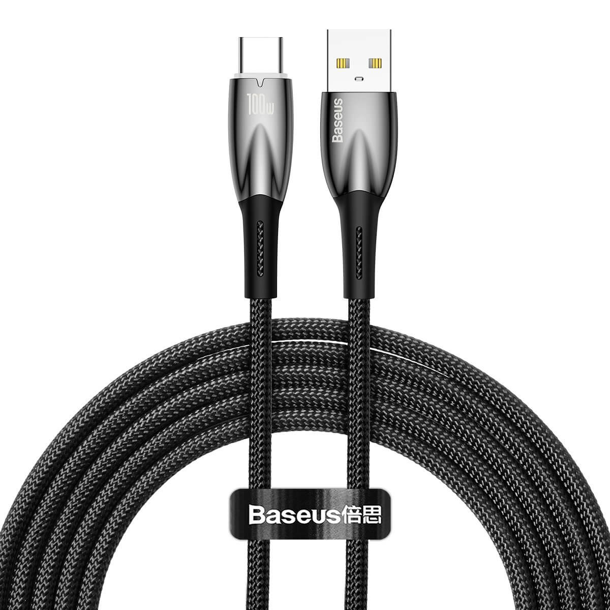 Baseus Glimmer Series PD 100W - Καλώδιο Δεδομένων και Φόρτισης Type C to USB 2M - Black - CADH000501