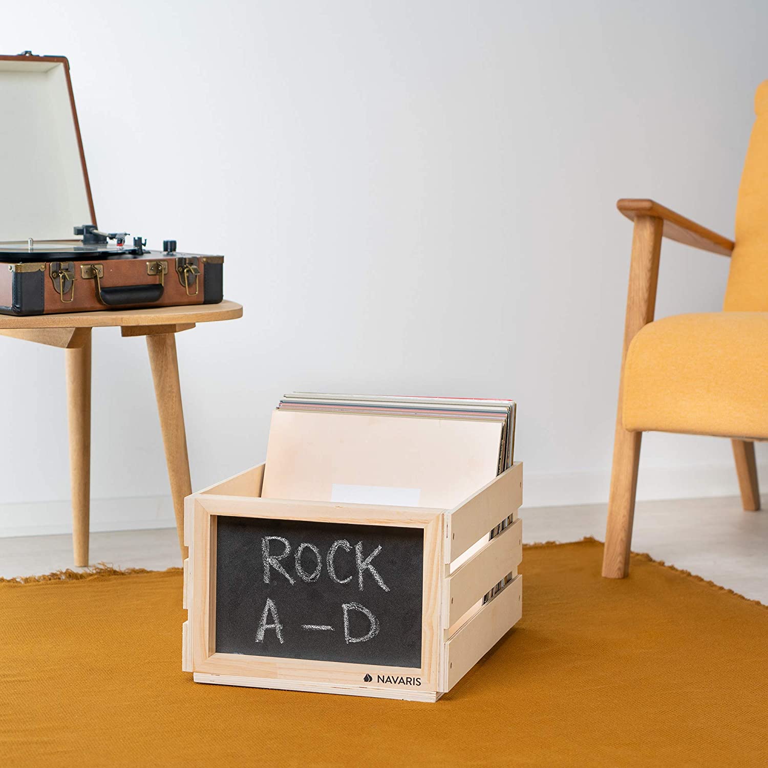 Navaris Ξύλινο Κουτί Αποθήκευσης με Πίνακα Κιμωλίας - Natural - 53026.01.24