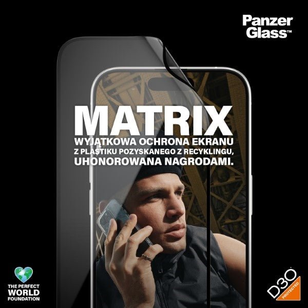PanzerGlass iPhone 15 Pro Matrix D3O Ultra - Wide Fit Easy Aligner 6H Ευλύγιστο Αντιχαρακτικό Γυαλί Οθόνης - Black