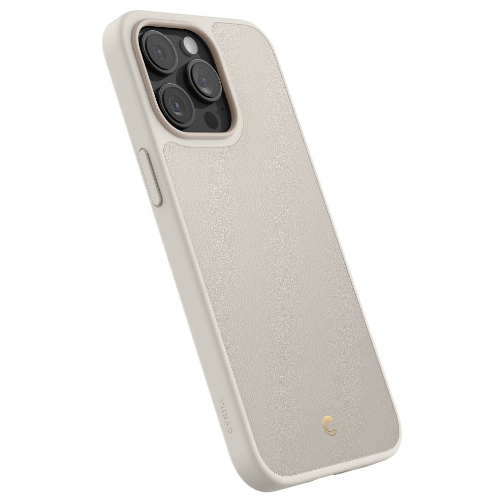 Spigen Cyrill iPhone 15 Pro Kajuk Mag Θήκη με Επένδυση Συνθετικού Δέρματος και MagSafe - Cream