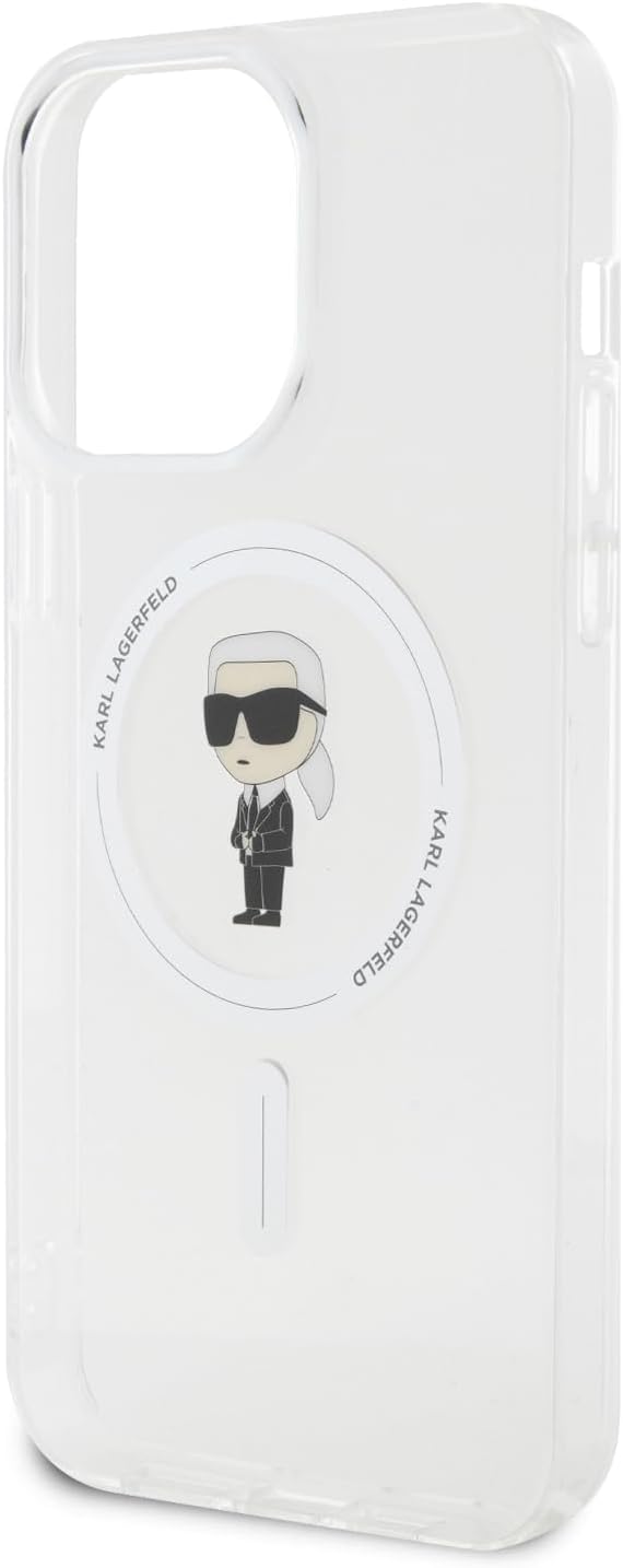 Karl Lagerfeld iPhone 15 Pro Max - IML Ikonik Magsafe Σκληρή Θήκη με Πλαίσιο Σιλικόνης και MagSafe - Διάφανη - KLHMP15XHFCKNOT