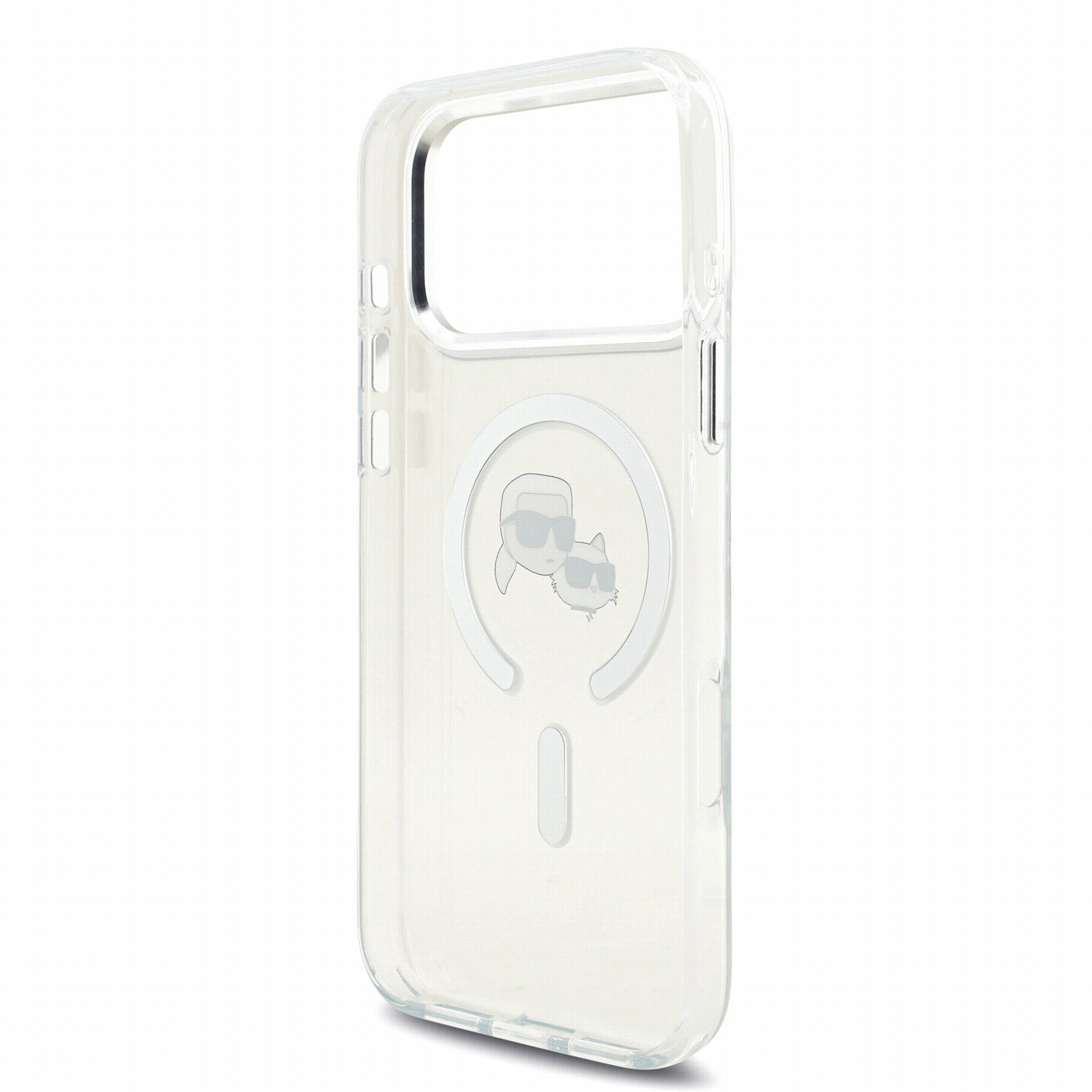 Karl Lagerfeld iPhone 18 Pro / iPhone 17 Pro - Σκληρή Θήκη MagSafe με Πλαίσιο Σιλικόνης - IML K and CH Heads Metal Frame - White