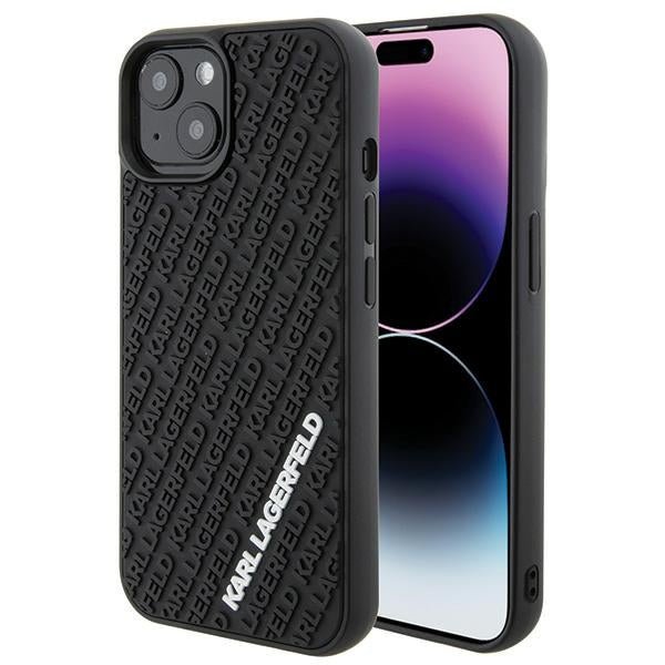 Karl Lagerfeld iPhone 15 / 14 / 13 - Σκληρή Θήκη με Πλαίσιο Σιλικόνης - 3D Rubber Multi Logo - Black
