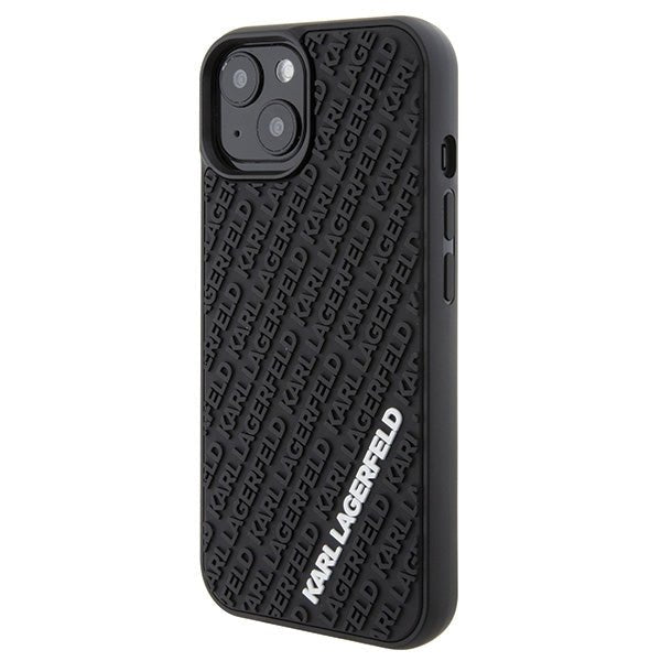 Karl Lagerfeld iPhone 15 / 14 / 13 - Σκληρή Θήκη με Πλαίσιο Σιλικόνης - 3D Rubber Multi Logo - Black