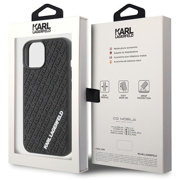 Karl Lagerfeld iPhone 15 / 14 / 13 - Σκληρή Θήκη με Πλαίσιο Σιλικόνης - 3D Rubber Multi Logo - Black