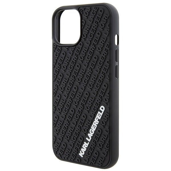 Karl Lagerfeld iPhone 15 / 14 / 13 - Σκληρή Θήκη με Πλαίσιο Σιλικόνης - 3D Rubber Multi Logo - Black
