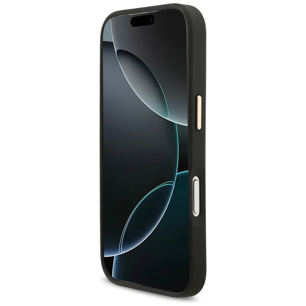 Karl Lagerfeld iPhone 17 Pro - Big Strap Karl Metal Logo MagSafe - Σκληρή Θήκη με Επένδυση Συνθετικού Δέρματος και Λουράκι - Black
