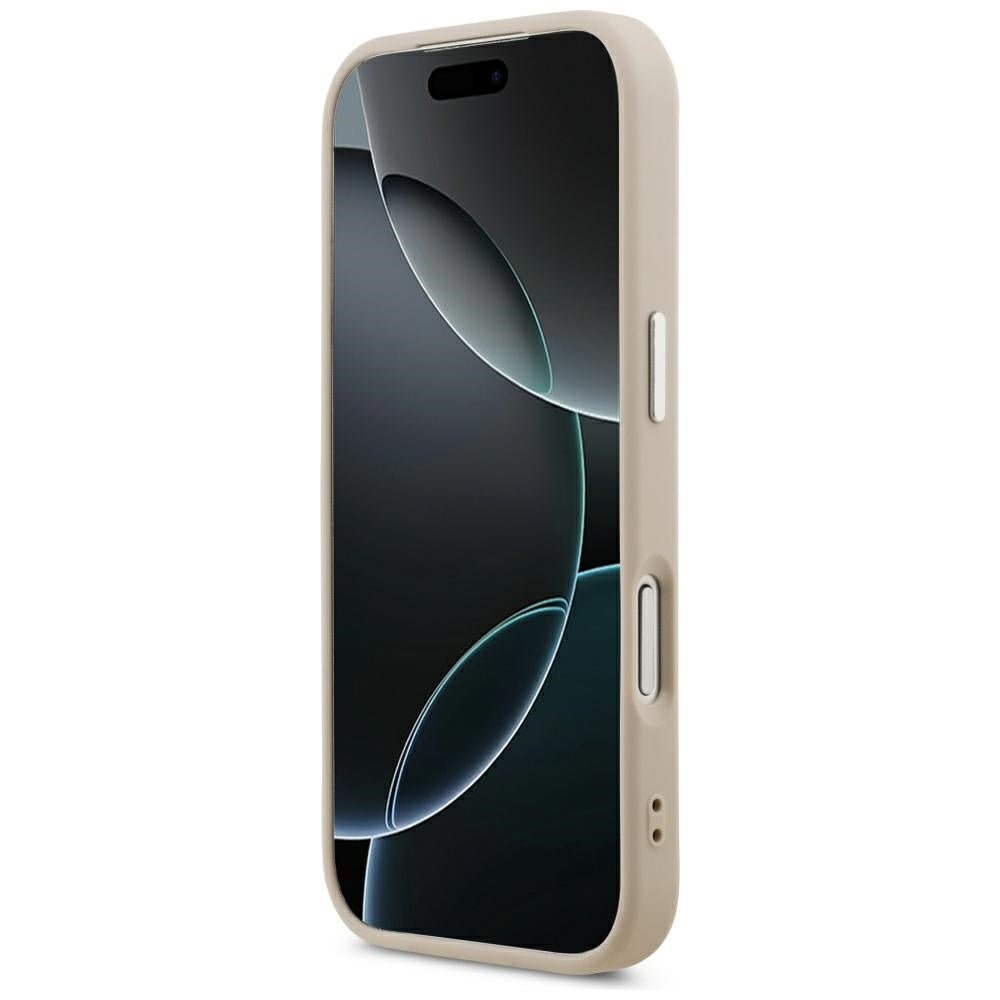 Karl Lagerfeld iPhone 17 Pro / iPhone 18 Pro - Σκληρή Θήκη με Επένδυση Οικολογικού Δέρματος - Embossed Open Ring RSG Logo MagSafe - Pink