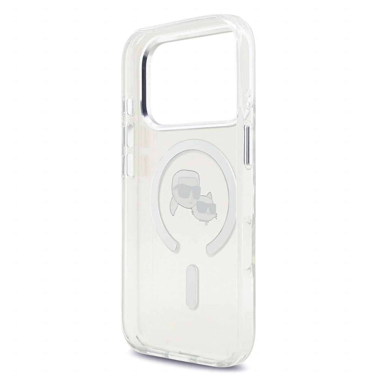 Karl Lagerfeld iPhone 17 Pro / iPhone 18 Pro - Σκληρή Θήκη με Πλαίσιο Σιλικόνης - IML K and CH Heads Metal Frame MagSafe - White