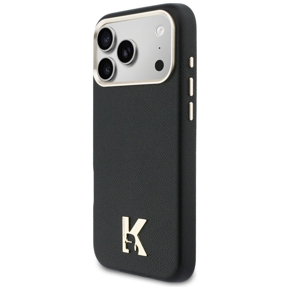 Karl Lagerfeld iPhone 17 Pro Max - Σκληρή Θήκη με Επένδυση Οικολογικού Δέρματος και MagSafe - Karl Head Logo - Black