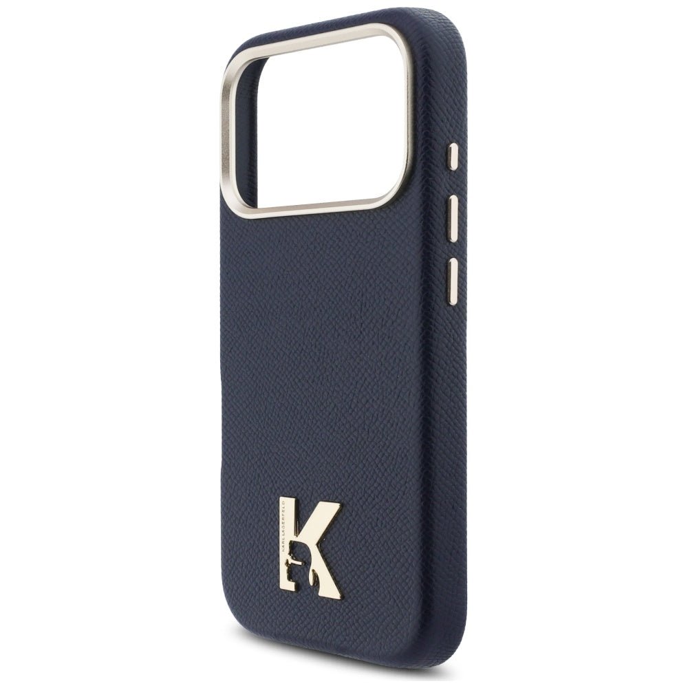 Karl Lagerfeld iPhone 17 Pro Max - Σκληρή Θήκη με Επένδυση Οικολογικού Δέρματος και MagSafe - Karl Head Logo - Blue