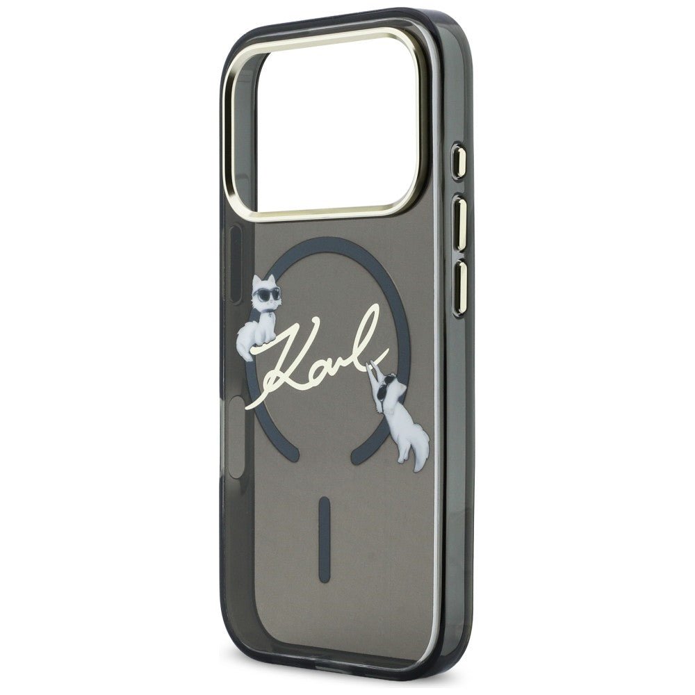 Karl Lagerfeld iPhone 17 Pro Max - Σκληρή Θήκη με Πλαίσιο Σιλικόνης - IML Choupettes Karl Script Logo MagSafe - Black