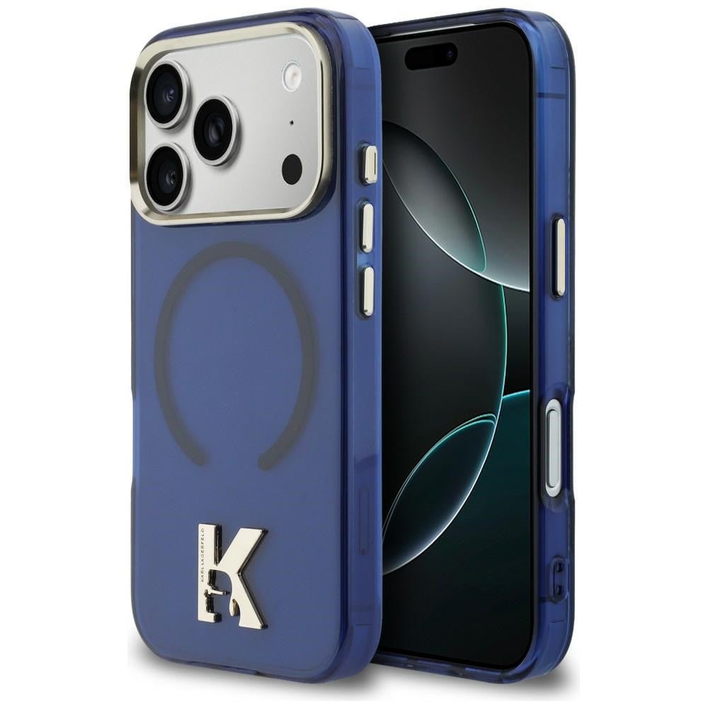 Karl Lagerfeld iPhone 17 Pro Max - Σκληρή Θήκη με Πλαίσιο Σιλικόνης - IML K Head Logo MagSafe - Blue