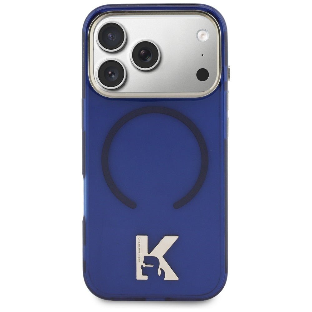 Karl Lagerfeld iPhone 17 Pro Max - Σκληρή Θήκη με Πλαίσιο Σιλικόνης - IML K Head Logo MagSafe - Blue