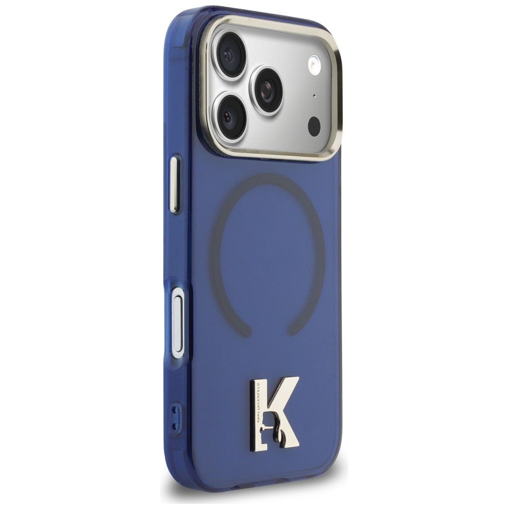 Karl Lagerfeld iPhone 17 Pro Max - Σκληρή Θήκη με Πλαίσιο Σιλικόνης - IML K Head Logo MagSafe - Blue