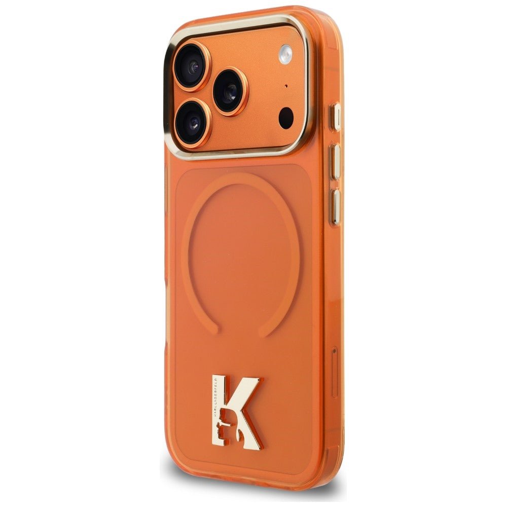 Karl Lagerfeld iPhone 17 Pro Max - Σκληρή Θήκη με Πλαίσιο Σιλικόνης - IML K Head Logo MagSafe - Orange