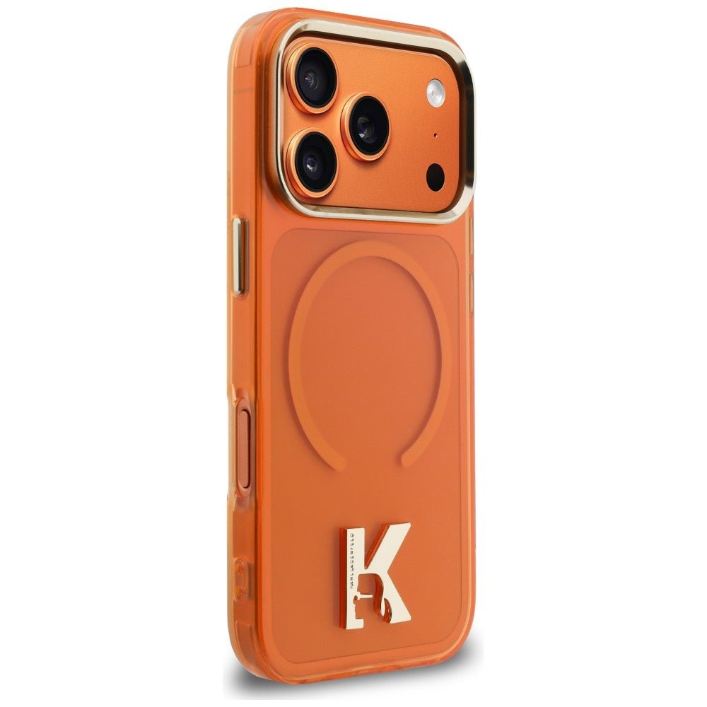 Karl Lagerfeld iPhone 17 Pro Max - Σκληρή Θήκη με Πλαίσιο Σιλικόνης - IML K Head Logo MagSafe - Orange