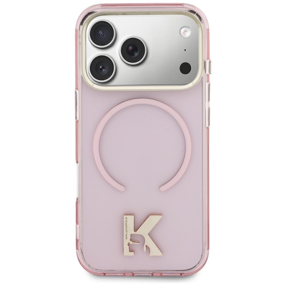 Karl Lagerfeld iPhone 17 Pro Max - Σκληρή Θήκη με Πλαίσιο Σιλικόνης - IML K Head Logo MagSafe - Pink