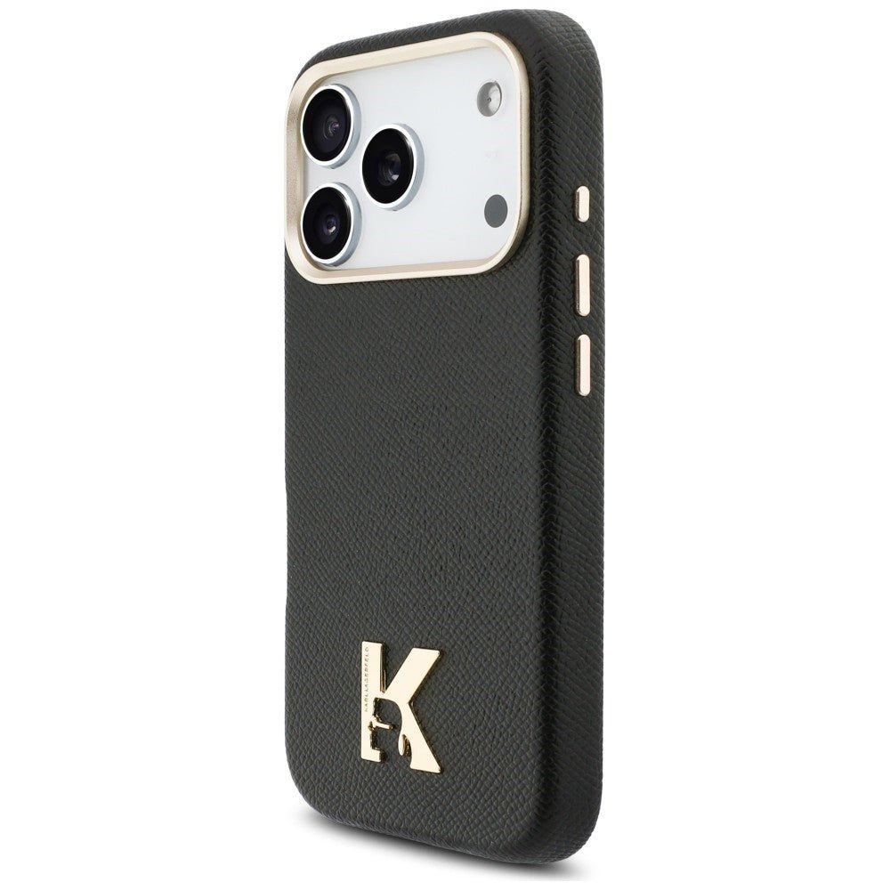 Karl Lagerfeld iPhone 17 Pro - Σκληρή Θήκη με Επένδυση Οικολογικού Δέρματος και MagSafe - Karl Head Logo - Black