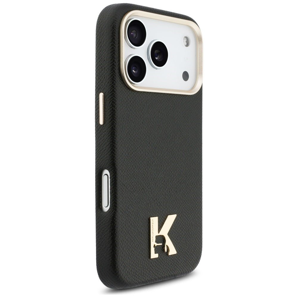 Karl Lagerfeld iPhone 17 Pro - Σκληρή Θήκη με Επένδυση Οικολογικού Δέρματος και MagSafe - Karl Head Logo - Black
