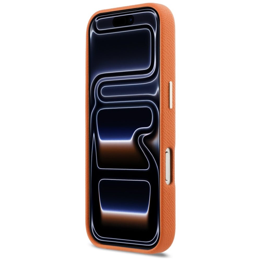 Karl Lagerfeld iPhone 17 Pro - Σκληρή Θήκη με Επένδυση Οικολογικού Δέρματος και MagSafe - Karl Head Logo - Orange