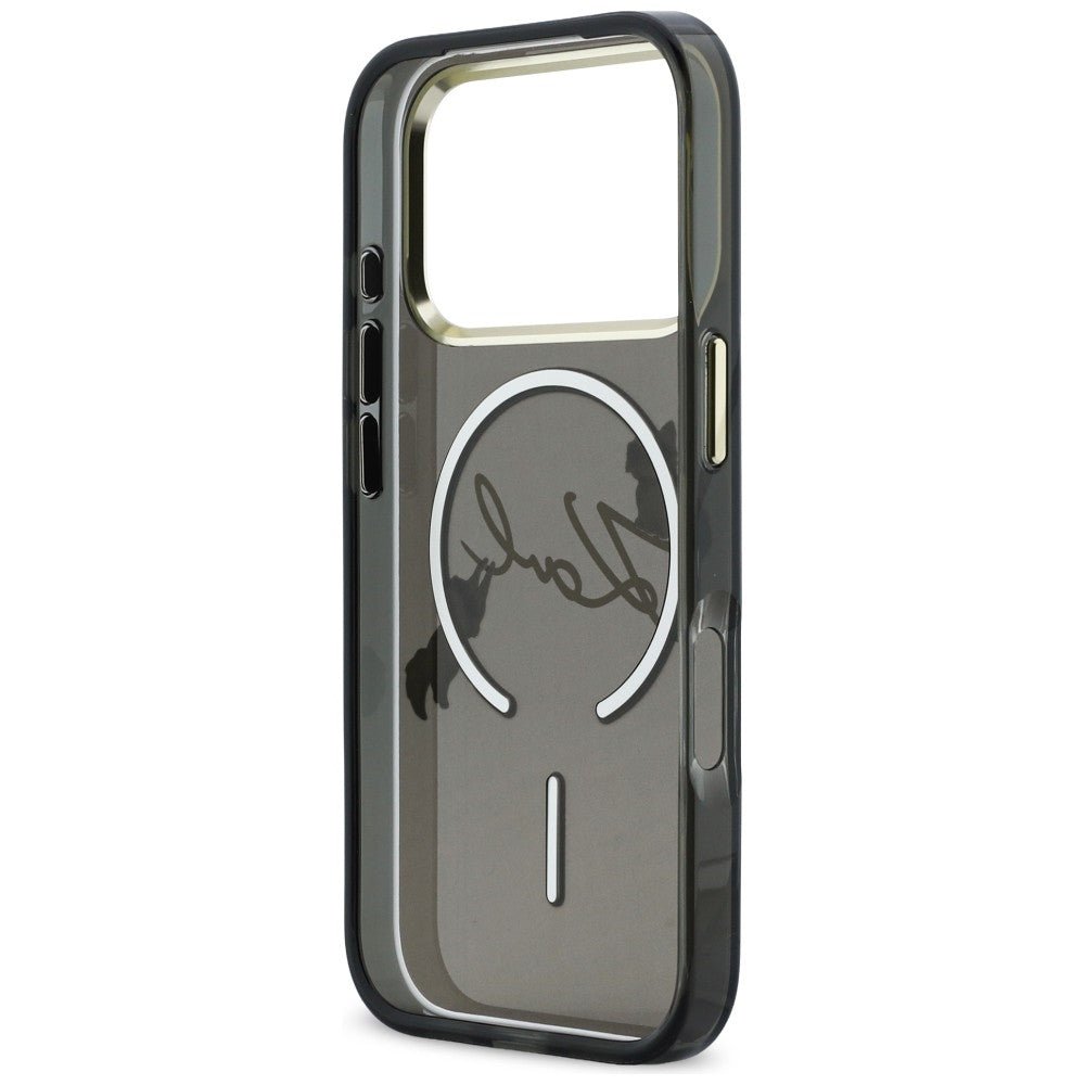Karl Lagerfeld iPhone 17 Pro - Σκληρή Θήκη με Πλαίσιο Σιλικόνης - IML Choupettes Karl Script Logo MagSafe - Black