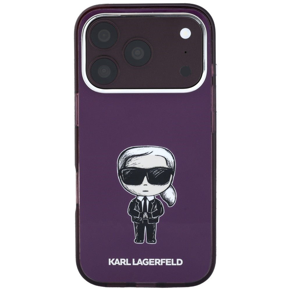 Karl Lagerfeld iPhone 18 Pro / iPhone 17 Pro - Σκληρή Θήκη MagSafe με Πλαίσιο Σιλικόνης - IML Ikonik Sketch Print - Burgundy
