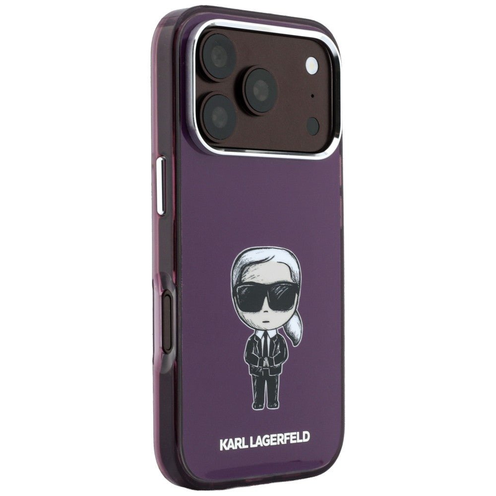 Karl Lagerfeld iPhone 18 Pro / iPhone 17 Pro - Σκληρή Θήκη MagSafe με Πλαίσιο Σιλικόνης - IML Ikonik Sketch Print - Burgundy