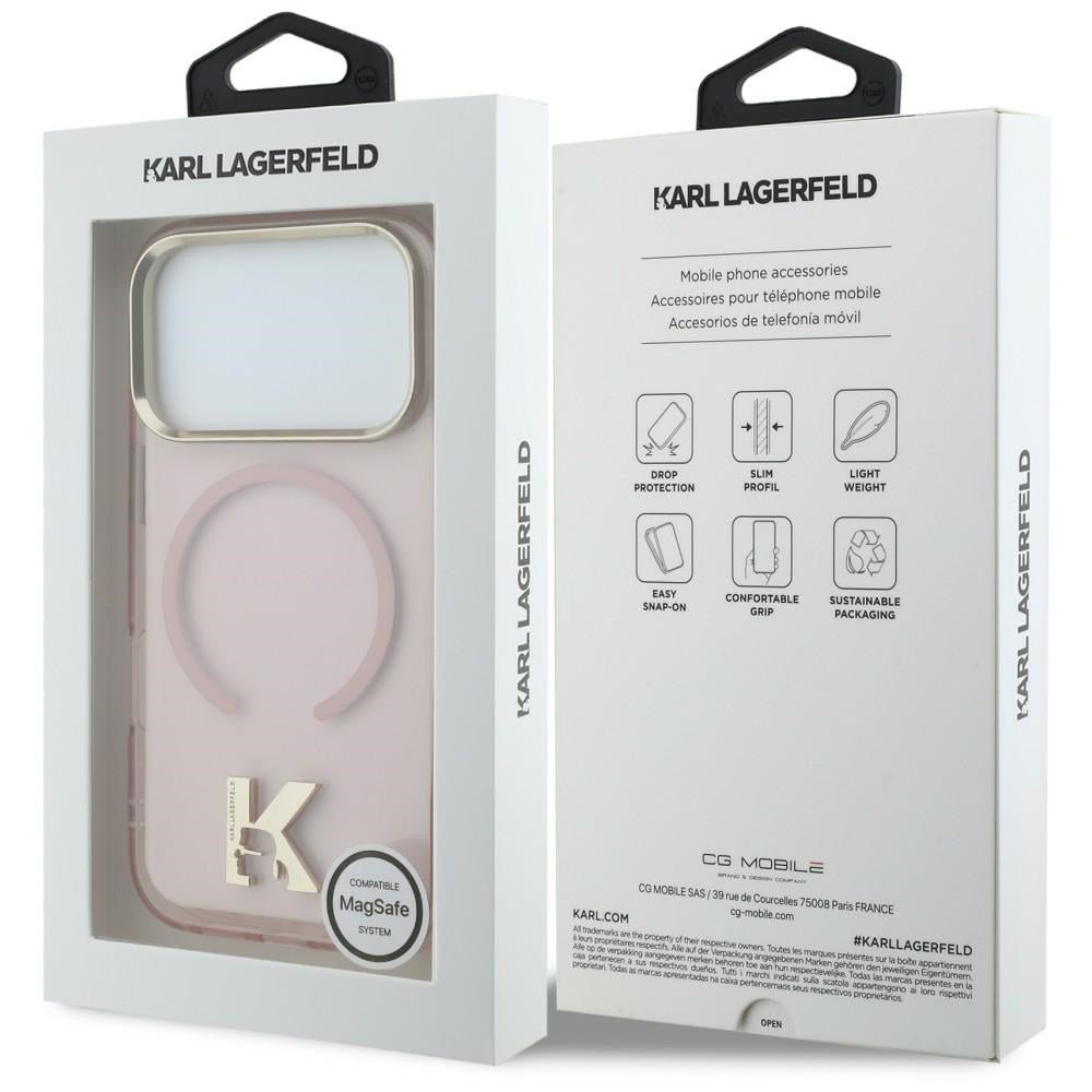 Karl Lagerfeld iPhone 18 Pro / iPhone 17 Pro - Σκληρή Θήκη με Πλαίσιο Σιλικόνης και MagSafe - IML K Head - Pink