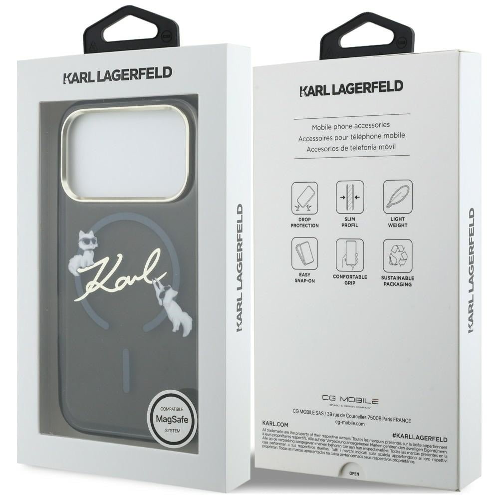 Karl Lagerfeld iPhone 18 Pro / iPhone 17 Pro - Σκληρή Θήκη με Πλαίσιο Σιλικόνης και MagSafe - Script Logo - Black
