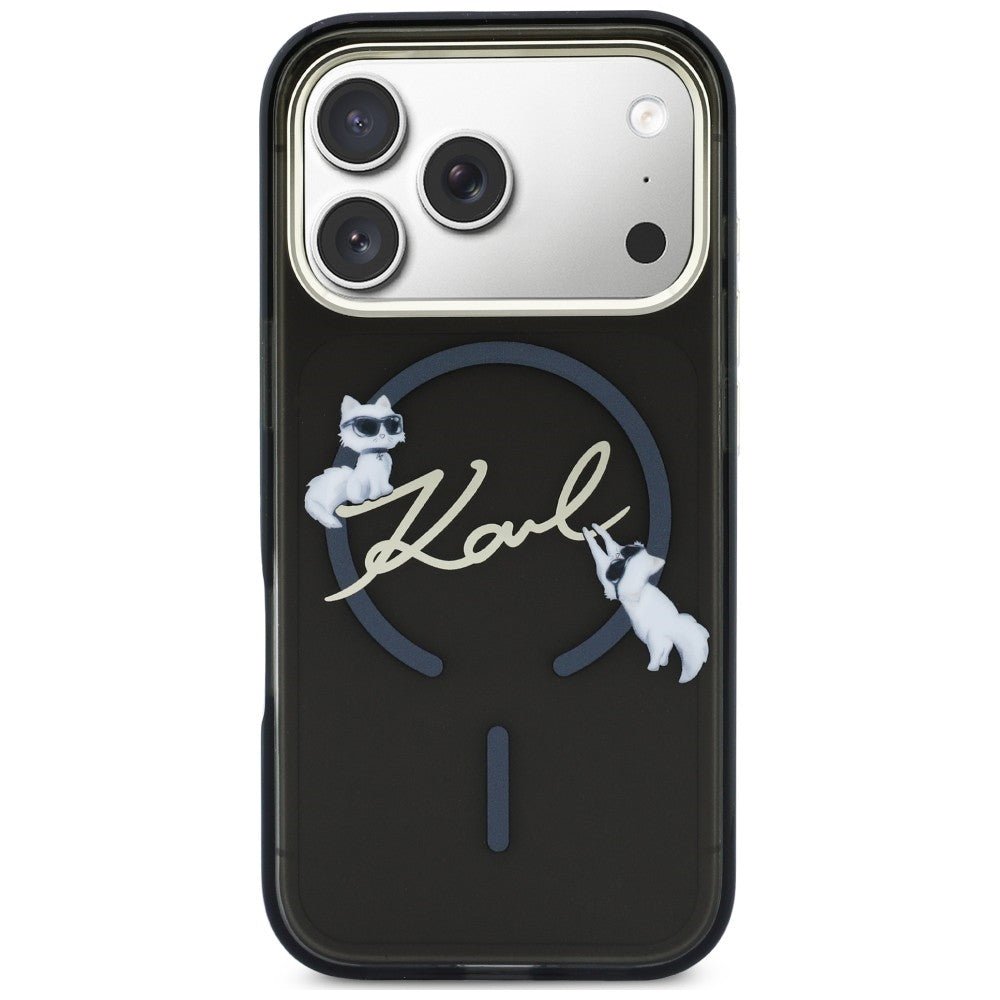 Karl Lagerfeld iPhone 18 Pro / iPhone 17 Pro - Σκληρή Θήκη με Πλαίσιο Σιλικόνης και MagSafe - Script Logo - Black