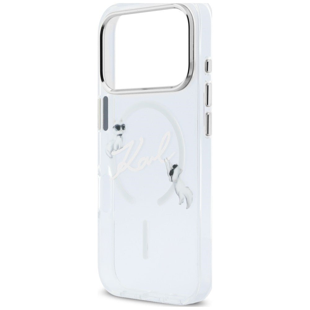 Karl Lagerfeld iPhone 18 Pro / iPhone 17 Pro - Σκληρή Θήκη με Πλαίσιο Σιλικόνης και MagSafe - Script Logo - Clear